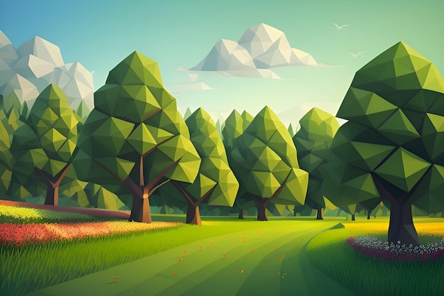 Beautiful and Peaceful Nature Scenery Illustration Landscape Countryside Tranquil Serene Vibrant