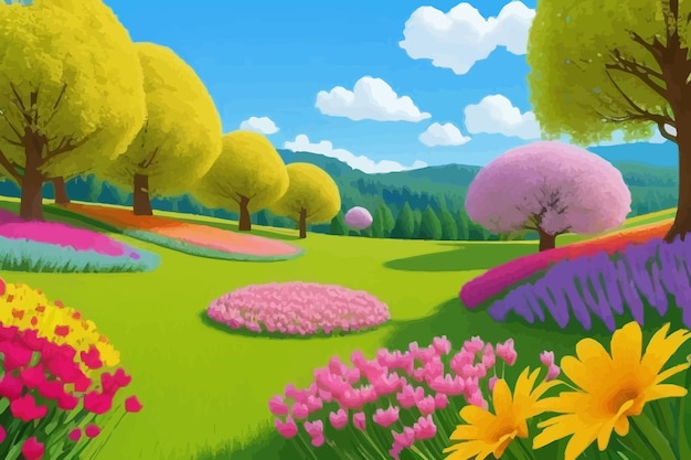 Photo beautiful and peaceful nature scenery illustration landscape countryside tranquil serene vibrant