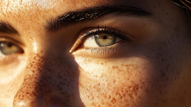 Photo a beautiful people with hyperpigmentation and a natural glow at sunset