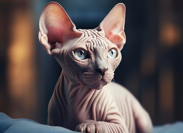 Beautiful photo Sphynx cat concept contemporary natural and mood social background Generative AI