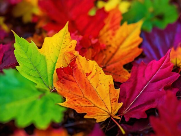 A beautiful photograph of maple leaves with vibrant reds