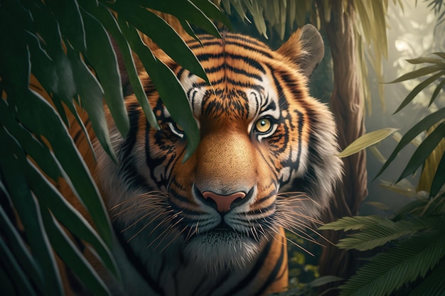 A beautiful photograph of a tiger in a jungle ai generated