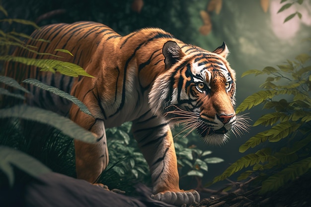 A beautiful photograph of a tiger in a jungle ai generated