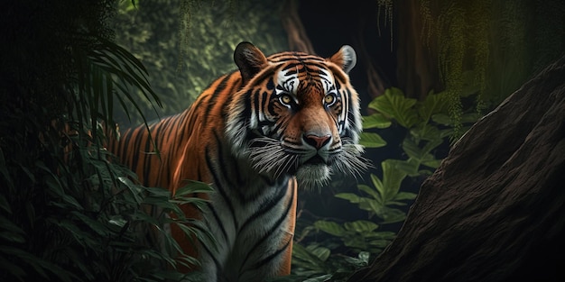 A beautiful photograph of a tiger in a jungle ai generated