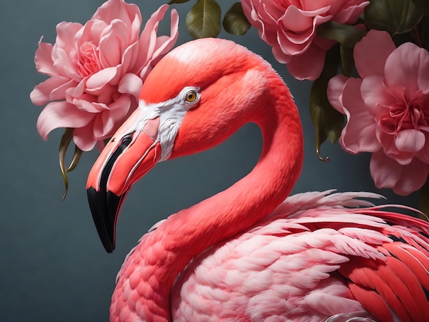 Beautiful Photorealistic pink flamingo portrait Ai generated