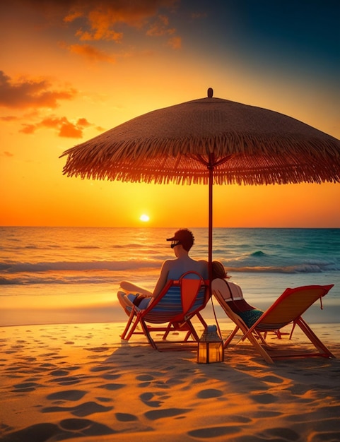 Beautiful picture of the beach at sunset in summer