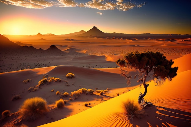 Beautiful picture of Chilean desert landscapes at dusk