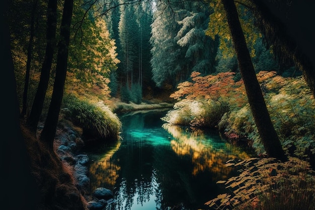 Beautiful picture of a river in the daylight surrounded by vegetation