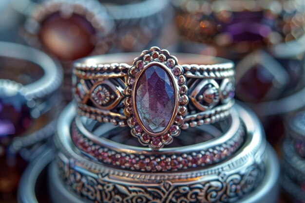 Photo a beautiful piece of jewelry with purple gemstone