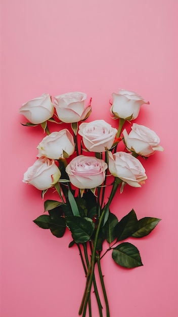 Beautiful pink background with roses in soft tones