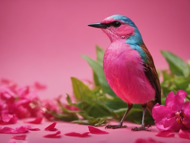 Beautiful pink bird on pink background