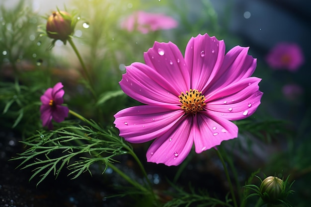 A beautiful pink cosmos flower