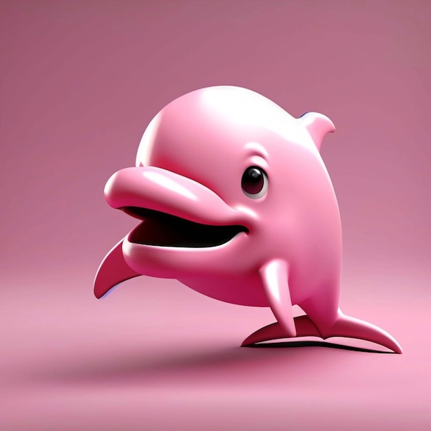 A beautiful pink dolphin with pink angel wings generative AI