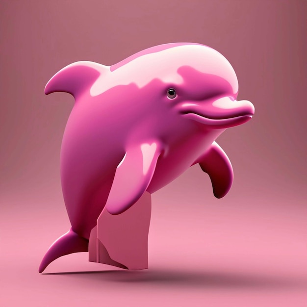 A beautiful pink dolphin with pink angel wings generative AI