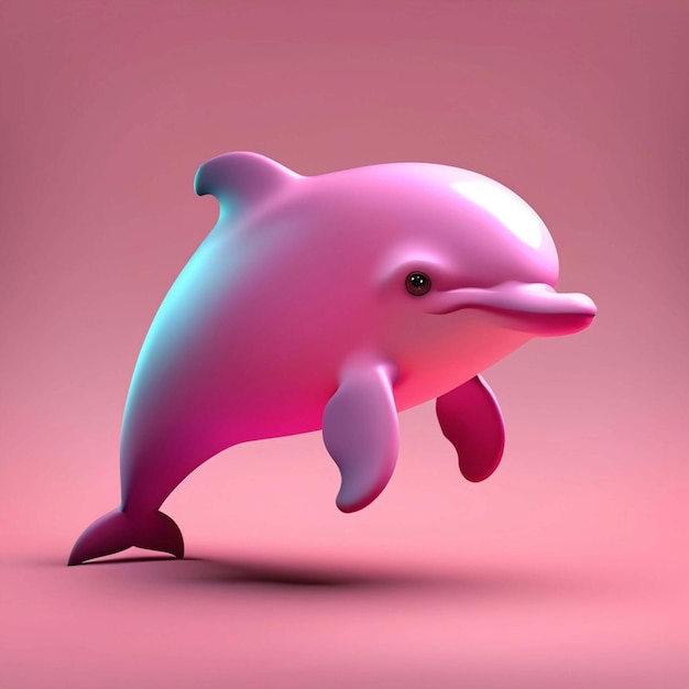 A beautiful pink dolphin with pink angel wings generative AI