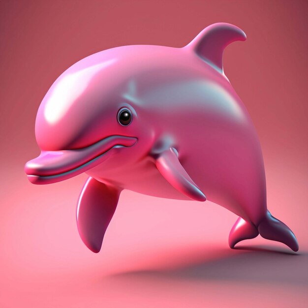 A beautiful pink dolphin with pink angel wings generative AI