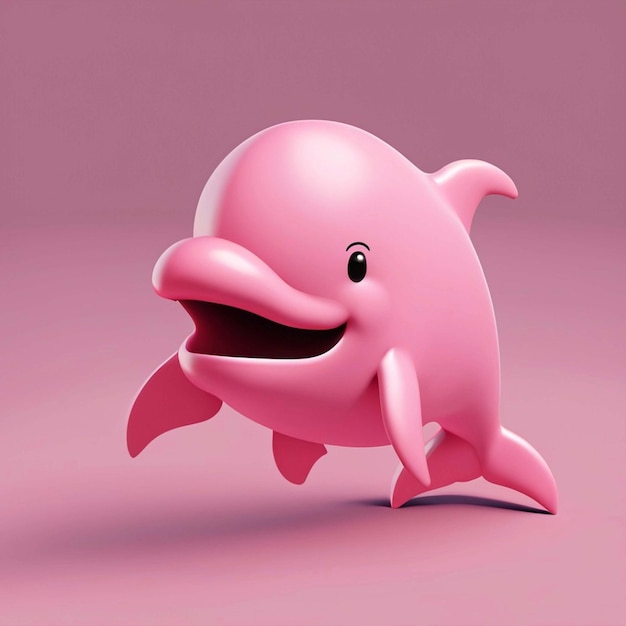 A beautiful pink dolphin with pink angel wings generative AI