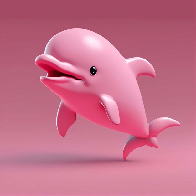 A beautiful pink dolphin with pink angel wings generative AI