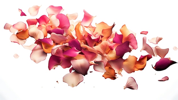 Beautiful pink flower petals white background