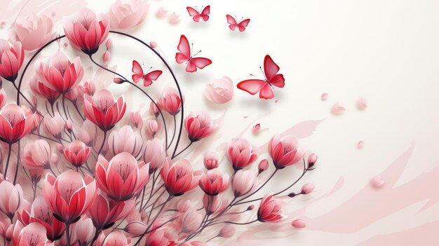 beautiful pink flowers with pink background concept for happy women39s day