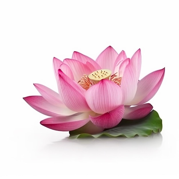 Beautiful pink lotus flower isolated on white closeup beautiful floral background summer floral