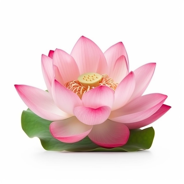 Beautiful pink lotus flower isolated on white closeup beautiful floral background summer floral