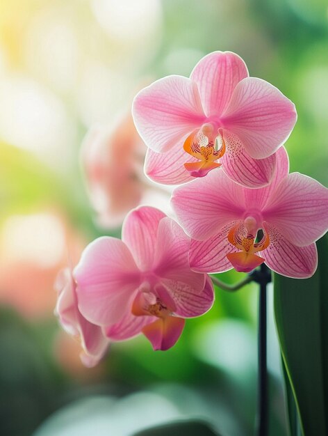 Beautiful Pink Orchids in Soft Focus Elegant Floral Background for Wellness and Nature Themes