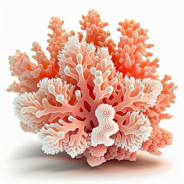 Beautiful pink reef coral picture white background AI Generated image