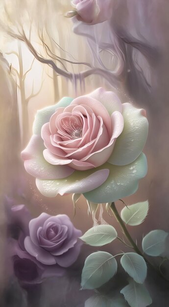 A beautiful Pink rose with jangle background