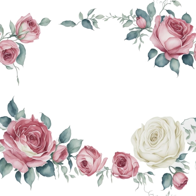 Beautiful pink roses frame on transparent background Transparent background Generative AI art