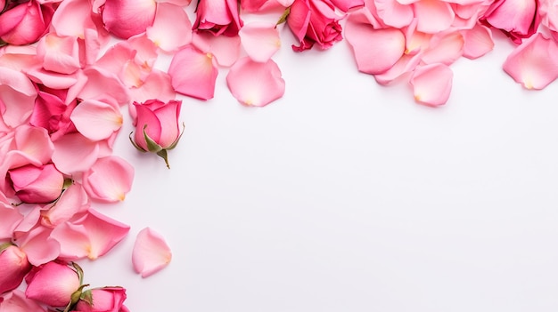 beautiful pink roses and white frame Generative AI illustrator