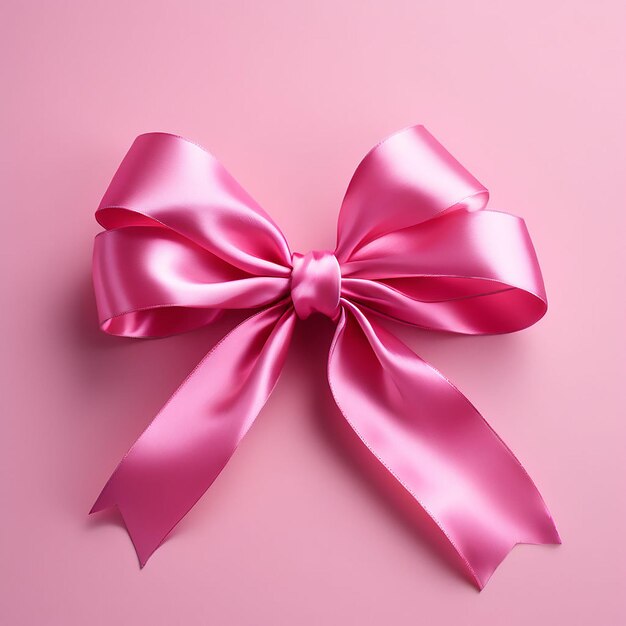 Beautiful pink satin ribbon with bow isolated on pink