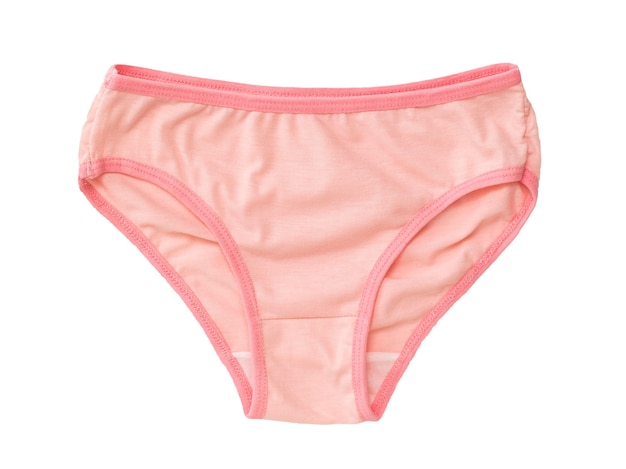 Beautiful pink women's panties isolated on white surface