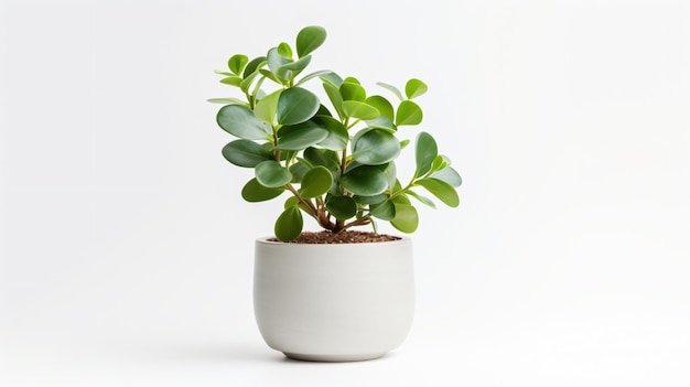 Beautiful plant in ceramic pot isolated on white background