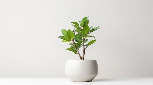 Beautiful plant in ceramic pot isolated on white background