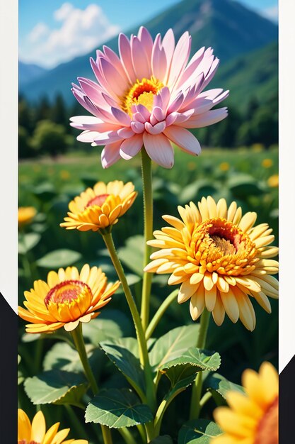 Beautiful plant yellow wild chrysanthemum flowers like sunflowers beautiful wallpaper background