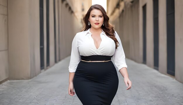 A beautiful plus size woman elegant and fashionable