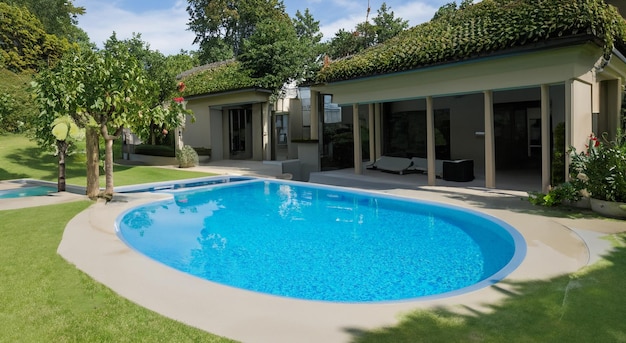 beautiful pool inside a big house