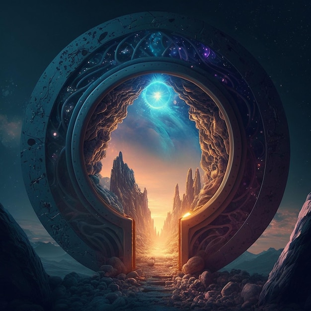 A beautiful portal to another world a transition to another space a portal between worlds