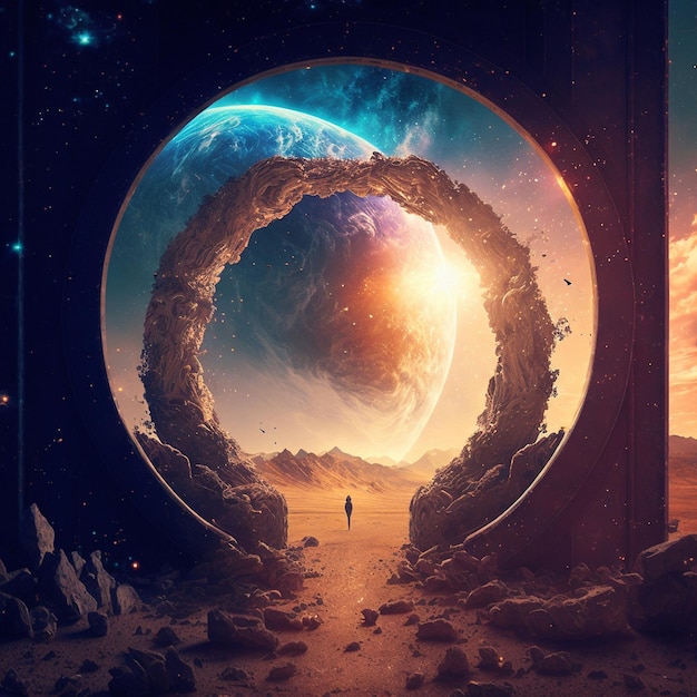 A beautiful portal to another world a transition to another space a portal between worlds