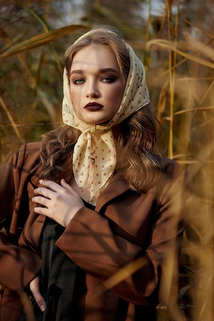 beautiful portrait of a woman in the village