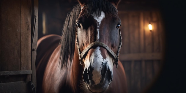 Beautiful posh horse in the stable closeup