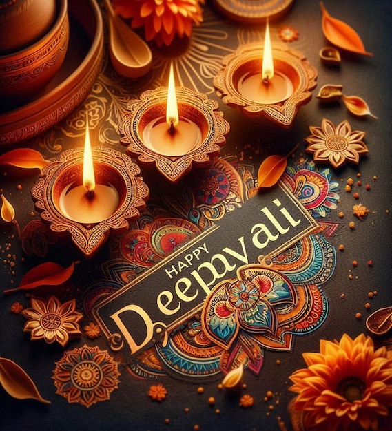 Photo a beautiful poster design is for happy deepavali or happy diwali