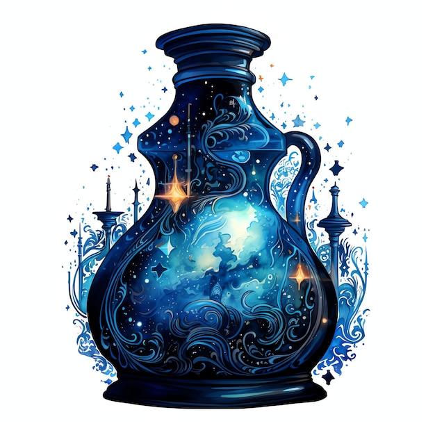 beautiful Potion brewing fantasy watercolor fairytale clipart illustration