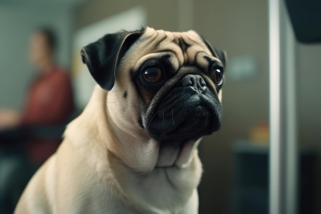 beautiful pug dog at the veterinarian