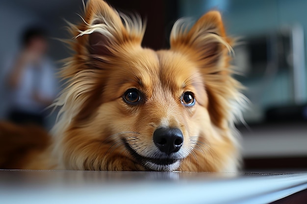 A beautiful purebred dog looking directly into the camera lens closeup portrait