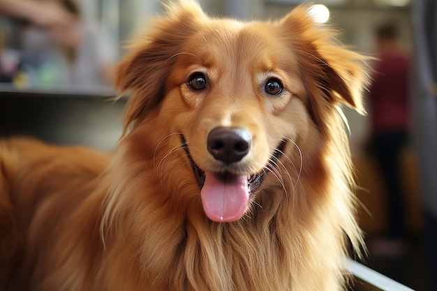 A beautiful purebred dog looking directly into the camera lens closeup portrait