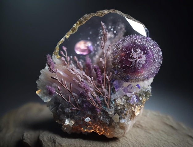 Beautiful purple amethyst natural gemstone Generative AI technology