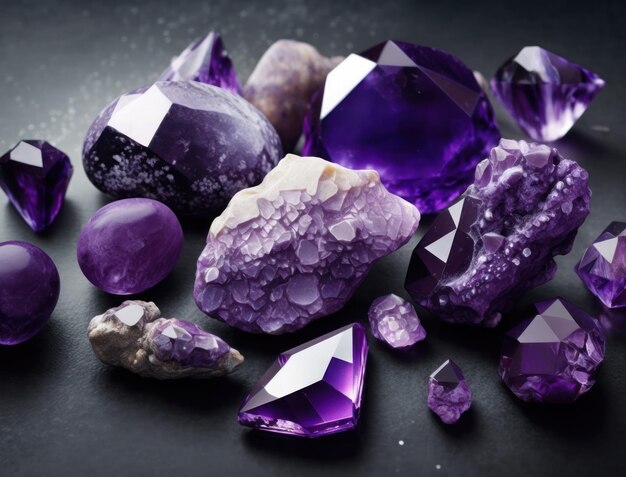 Beautiful purple amethyst natural gemstone Generative AI technology