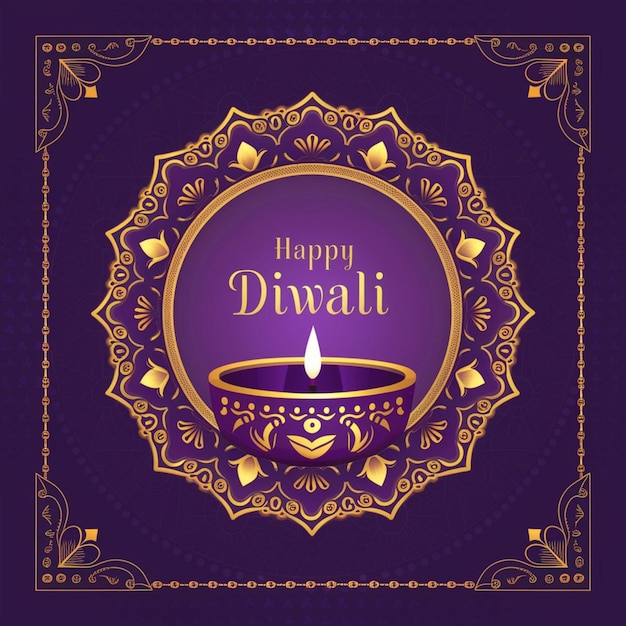 Beautiful purple Diwali greeting card